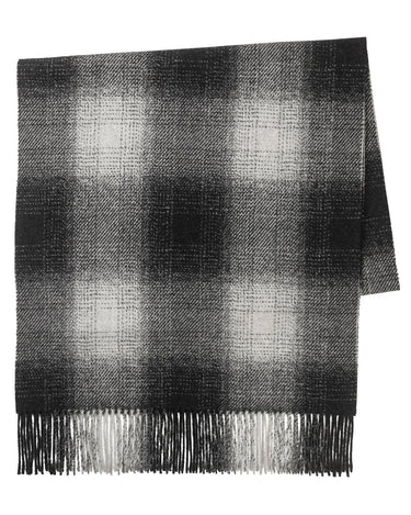 Joshua Ellis Charcoal Check Cashmere Extra Wide Scarf
